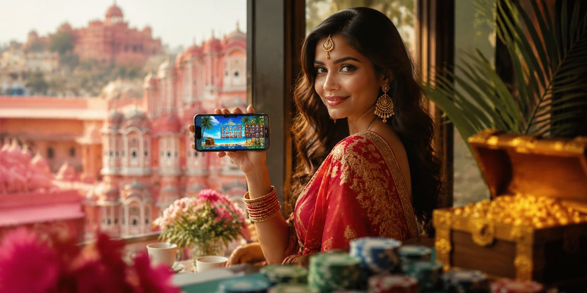 Young woman playing Teen Patti on mobile in Jaipur